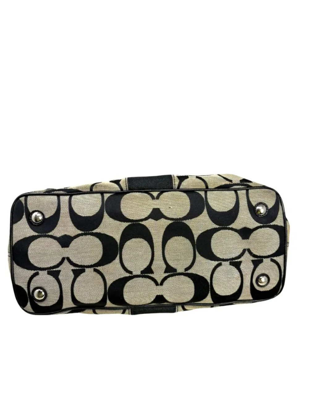 Coach F13533 Signature Stripe Framed Carryall Tote Shoulder Bag